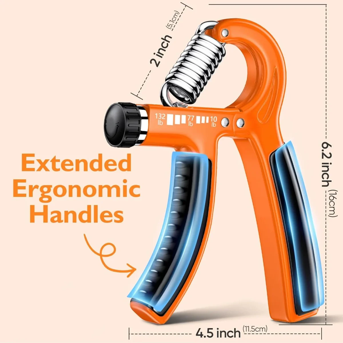 FitBeast Grip Strengthener Forearm Strengthener, Adjustable Hand Grip Strengthener for Strength Training & Rehabilitation, 10-132 lbs Resistance, Ideal for Athletes and Physical Therapy (1 Piece) - Orange – Image 3