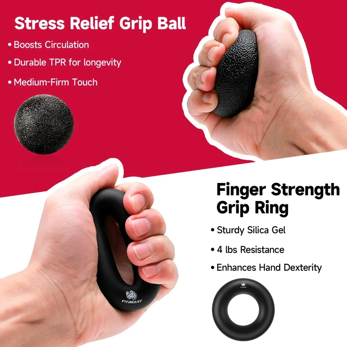FitBeast Grip Strengthener Forearm Strengthener Hand Grips Strengthener Kit - 5 Pack Adjustable Resistance – Image 4