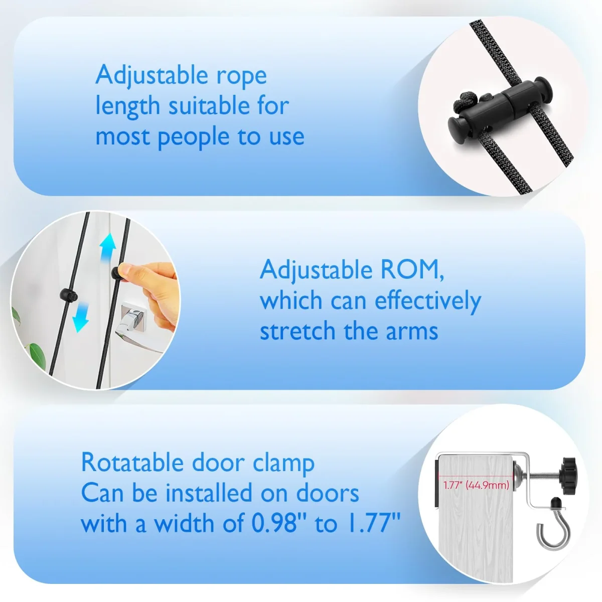 FitBeast Shoulder Pulley for Physical Therapy - Over The Door Pulley for Shoulder Rehab, Shoulder Pulley for Rotator Cuff Recovery and Frozen Shoulder - Durable Nylon Rope and Foam Handles (Black) – Image 3