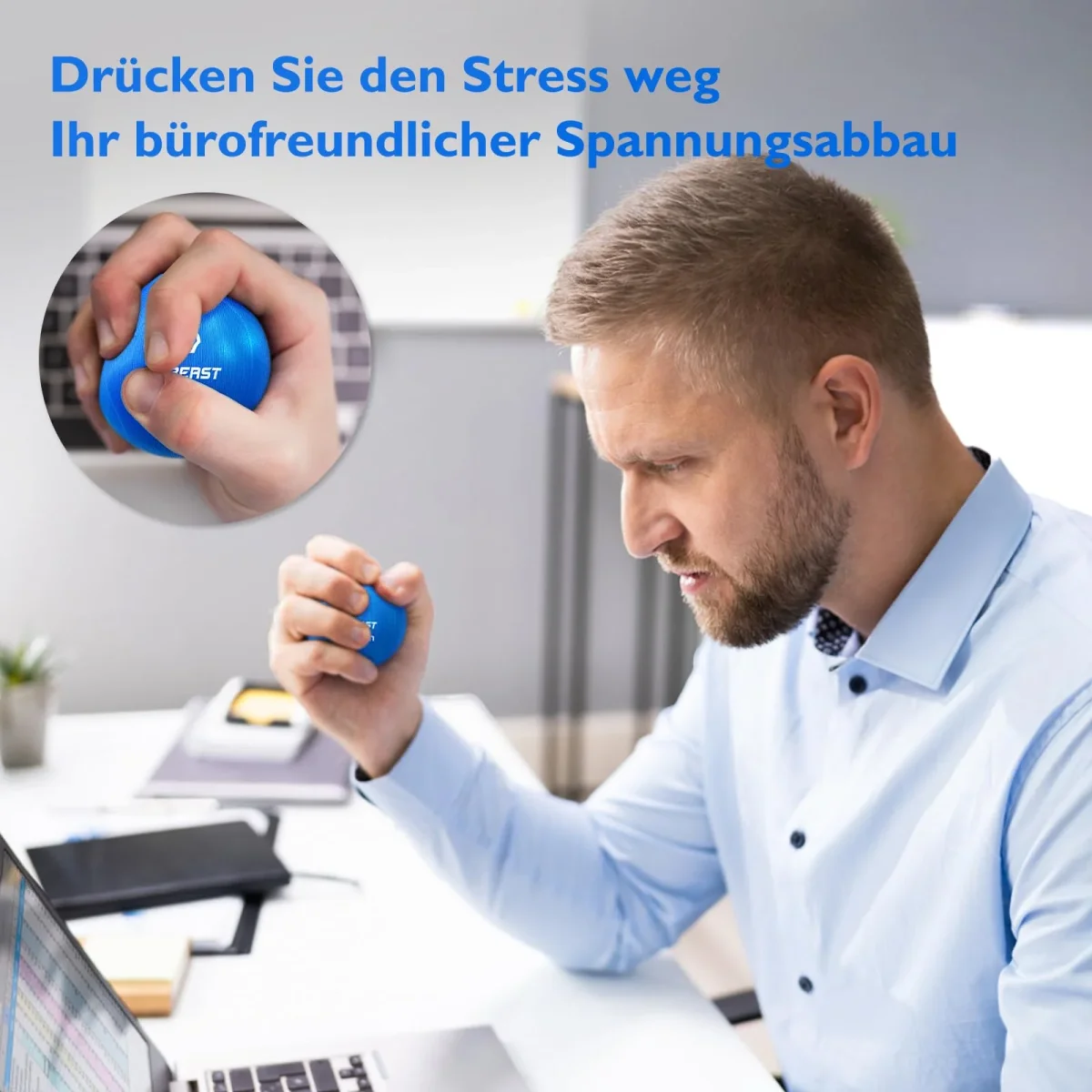 FitBeast Stressbälle, 6er-Pack enthält 3 eiförmige und 3 runde Bälle, weiche bis harte Widerstandsstufen - Grau, Himmel, Schwarz – Image 6