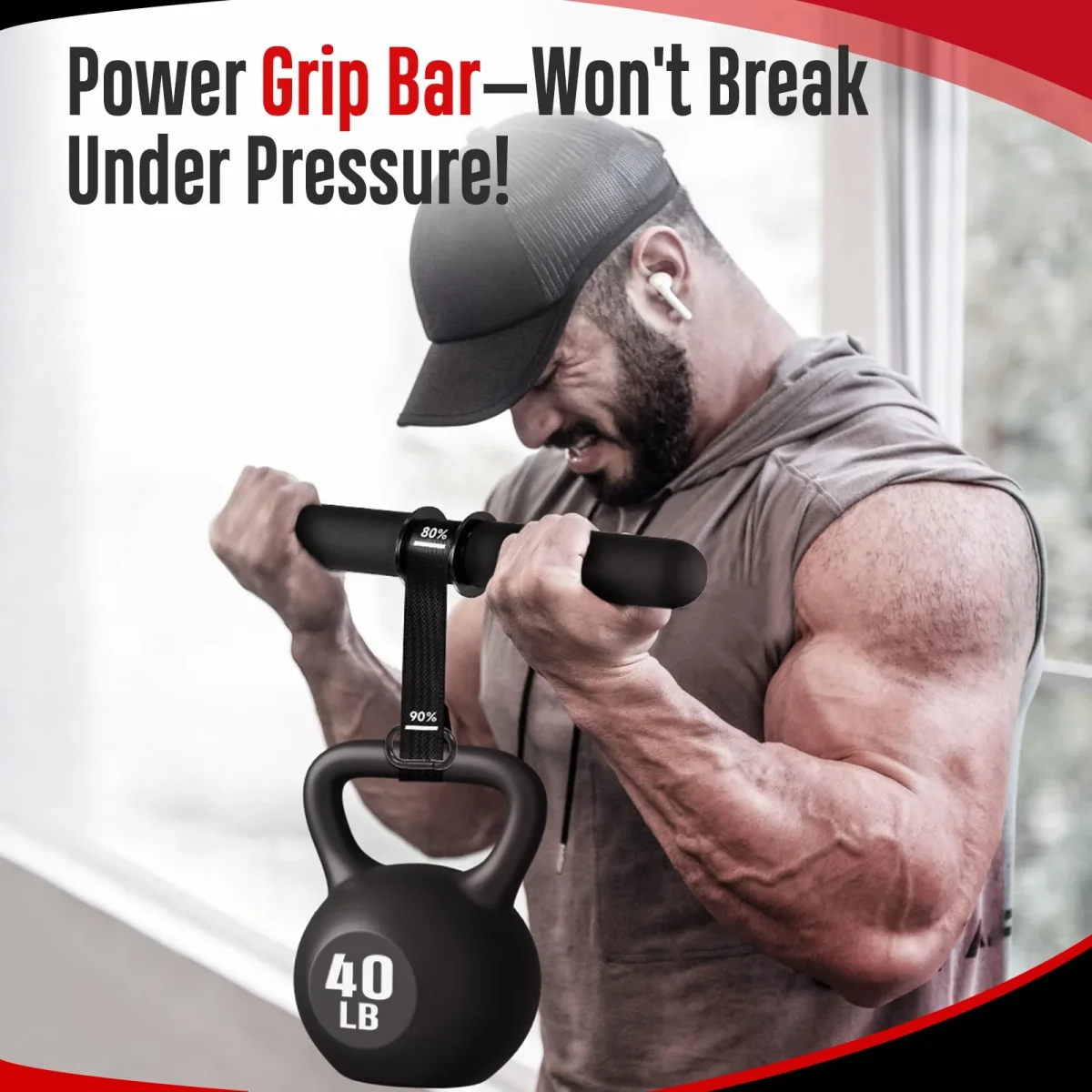FitBeast Forearm Strengthener & Forearm Exerciser, Wrist Roller with Thicker Handle, Forearm Strength Trainer with Adjustable Strap - Ideal for Grip Strength, Muscle Building, Rehabilitation - Black – Image 5