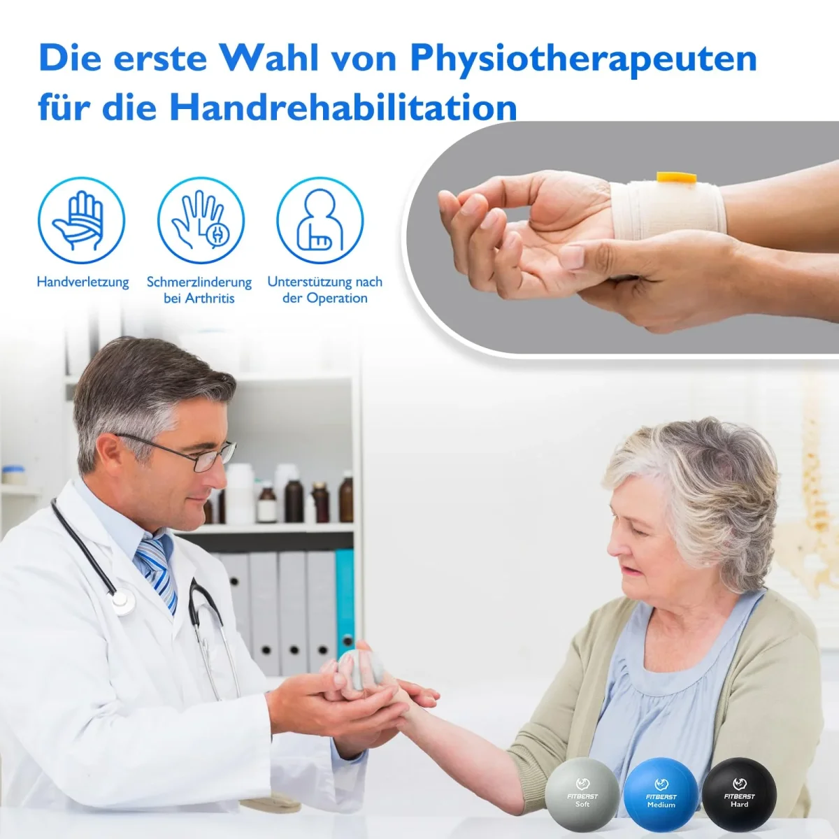 FitBeast Stressbälle, 6er-Pack enthält 3 eiförmige und 3 runde Bälle, weiche bis harte Widerstandsstufen - Grau, Himmel, Schwarz – Image 5
