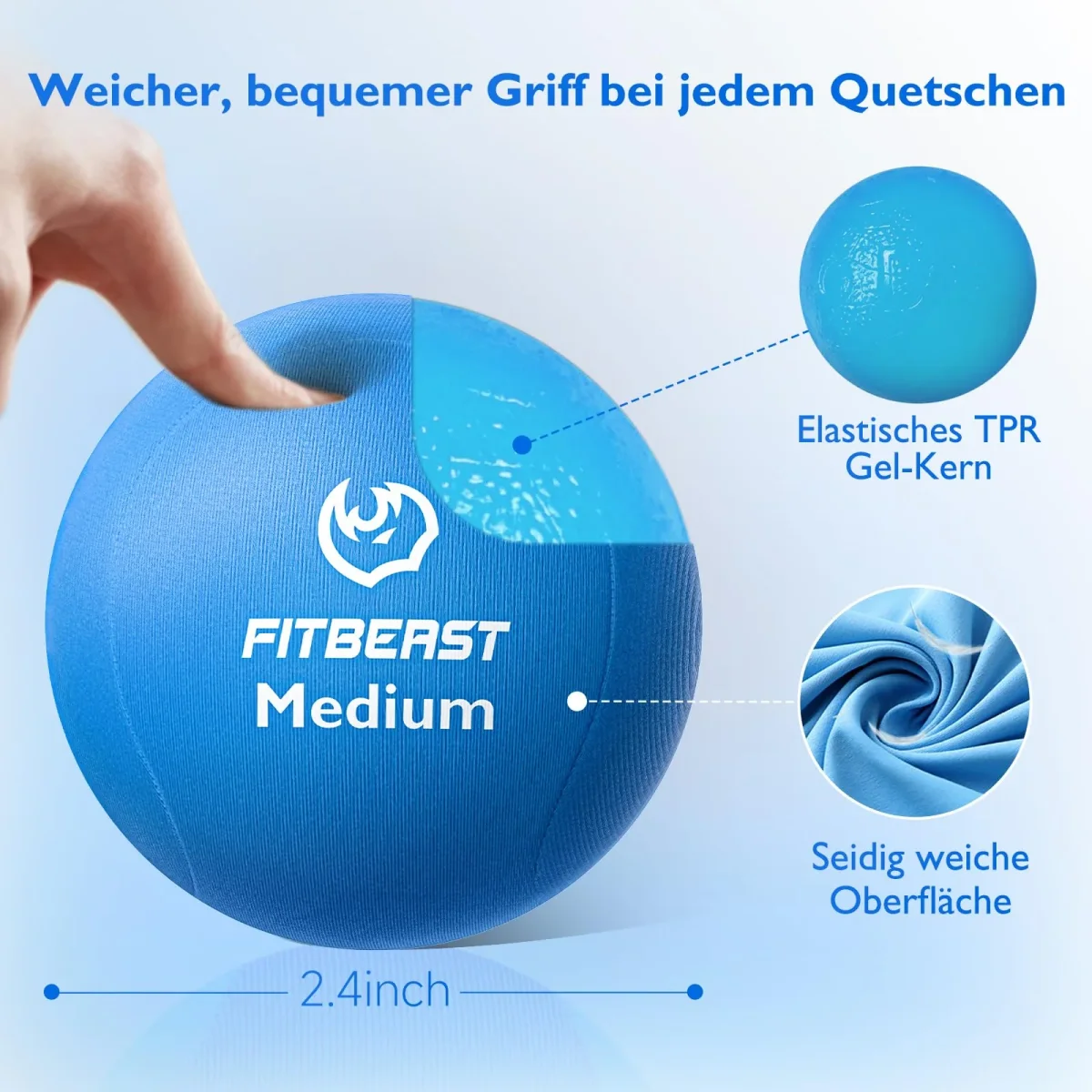 FitBeast Stressbälle, 6er-Pack enthält 3 eiförmige und 3 runde Bälle, weiche bis harte Widerstandsstufen - Grau, Himmel, Schwarz – Image 4