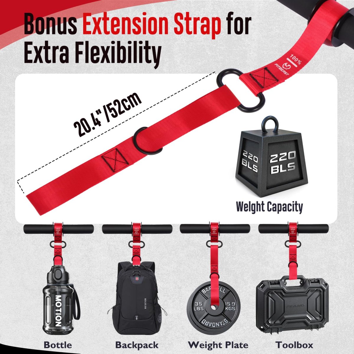 FitBeast Forearm Strengthener & Forearm Exerciser, Wrist Roller with Thicker Handle, Forearm Strength Trainer with Adjustable Strap - Ideal for Grip Strength, Muscle Building, Rehabilitation - Red – Image 4